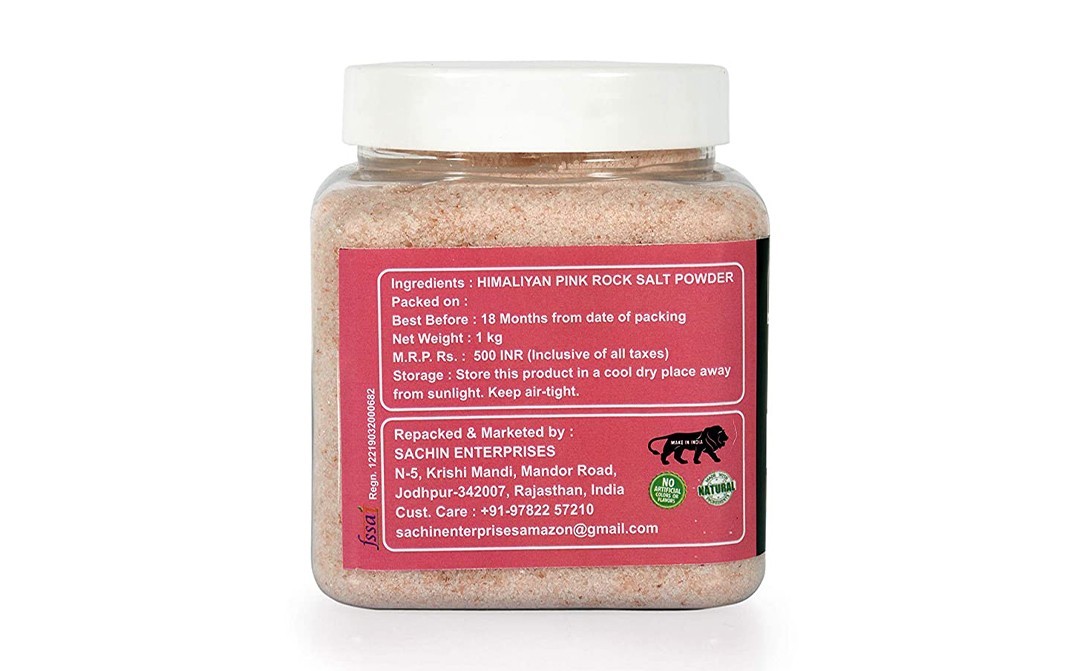 NaturePlatter Himalayan Pink Rock Salt Powder   Plastic Jar  1 kilogram
